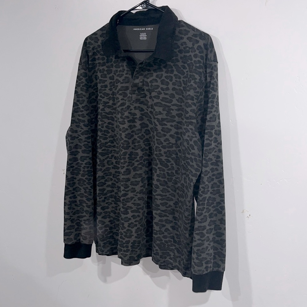 American Eagle Leopard Print Polo